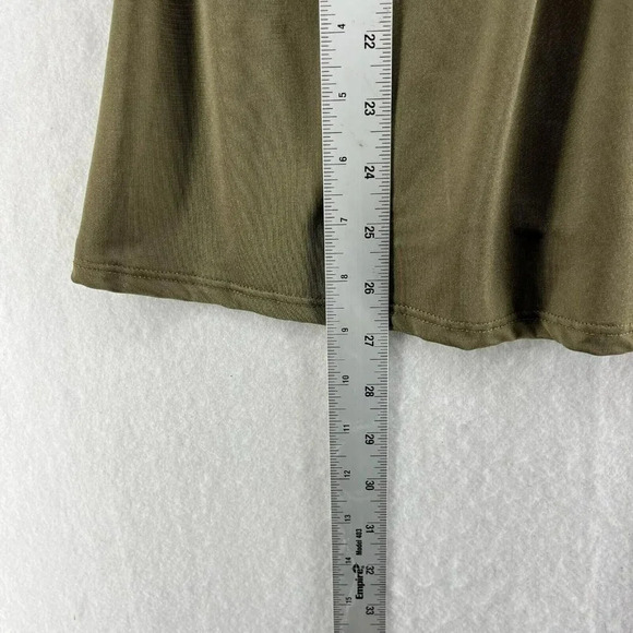 Bebe Blouse Womens S Green Round Neck Embellished Beads Keyhole Cold Shoulder - Picture 4 of 12